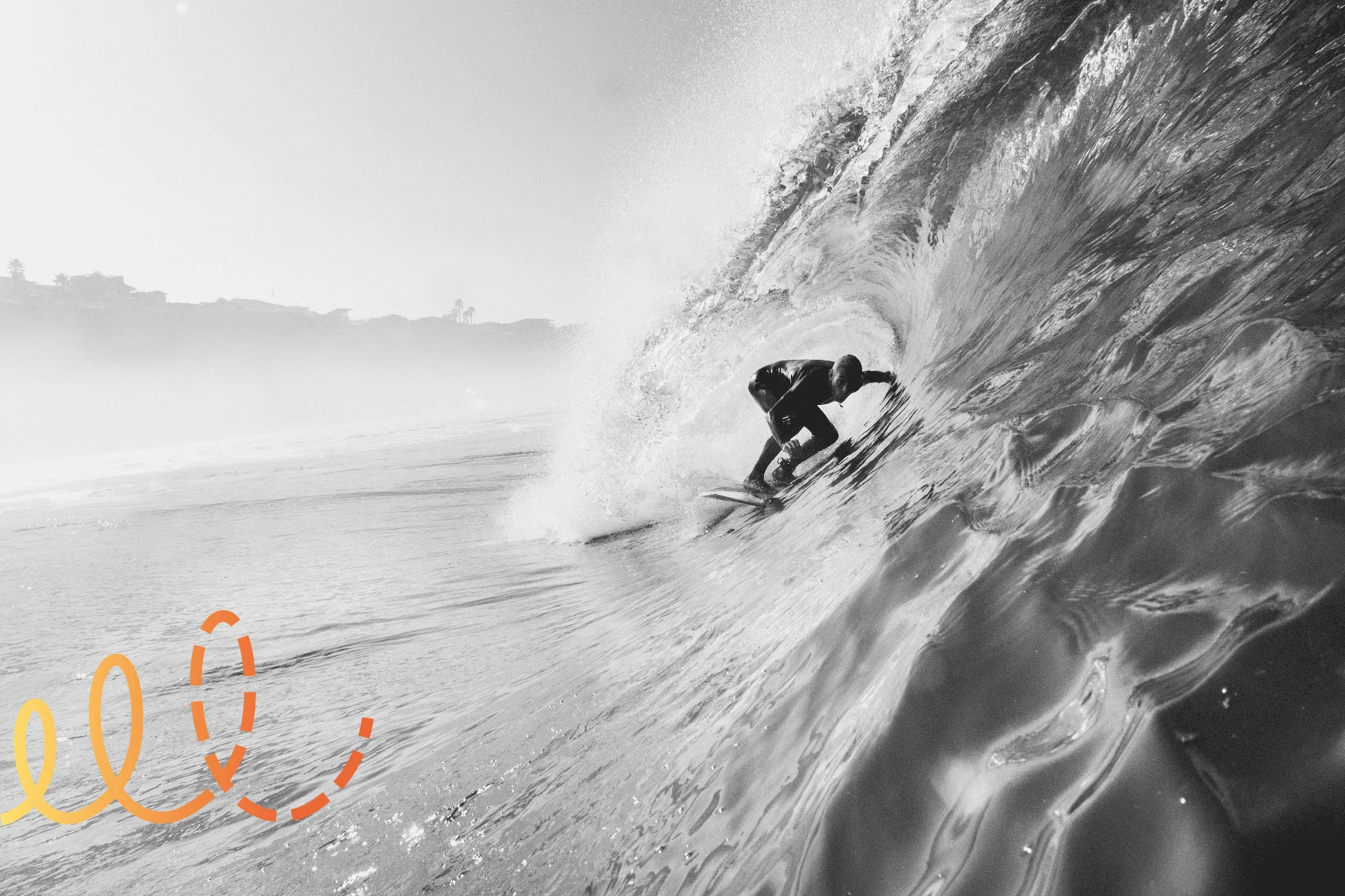 Homme adulte moyen surfant sur une vague de roulement, Leucadia, Californie, États-Unis avec motif graphique